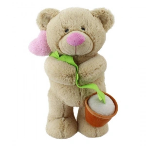 Peluş Kalpli Çiçekli Ayı 40 cm