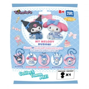 Twinchees My Melody ve Kuromi Mavi Şirin Elbiseli Anahtarlık Figür Serisi