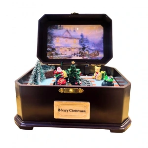 Yılbaşı Süsü Büyük Boy Ahşap Müzik Kutusu