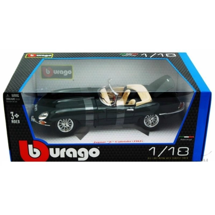 Bburago 1:18 Jaguar E Type Cabriolet 1961 Yeşil Model Araba