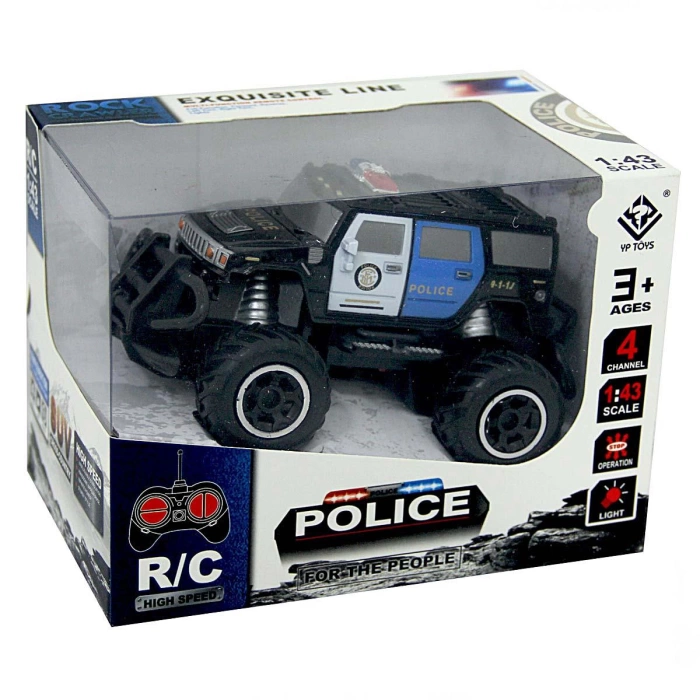 1:43 Uzaktan Kumandalı Işıklı Mini Polis Jeep 12 cm.