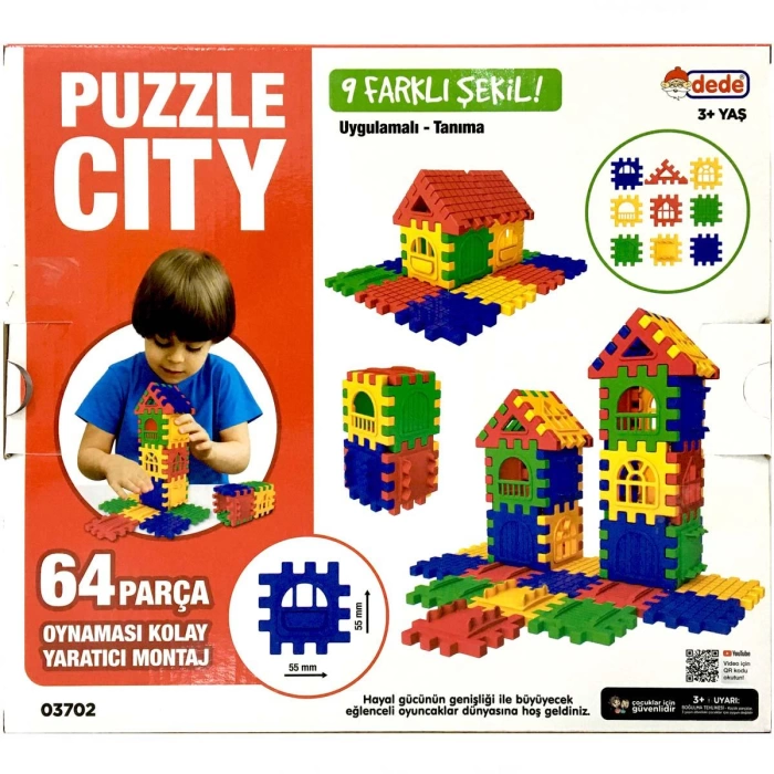 Puzzle City 3D Yapı ve Tasarım Blokları 64 Parça