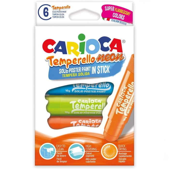 Carioca Temperello Stick Poster Boyama Kalemi Fosforlu 6’lı 42675