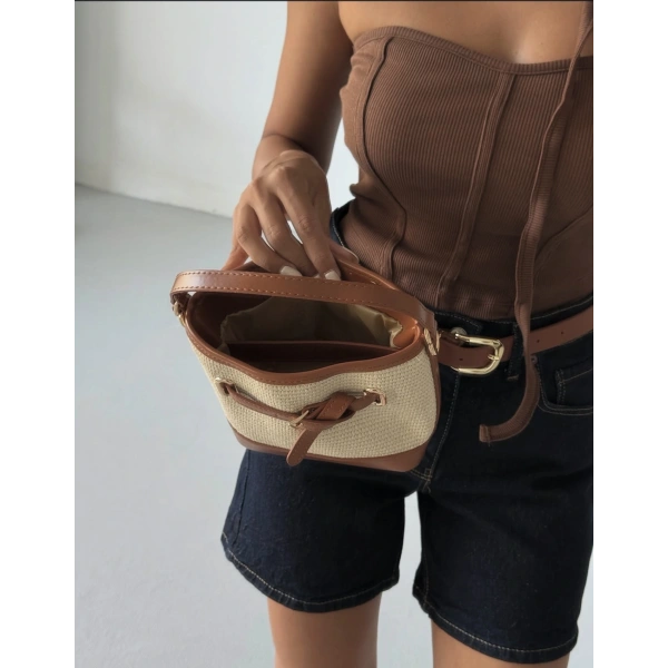 HENNA MODEL KAHVERENGİ HASIR ÇANTA