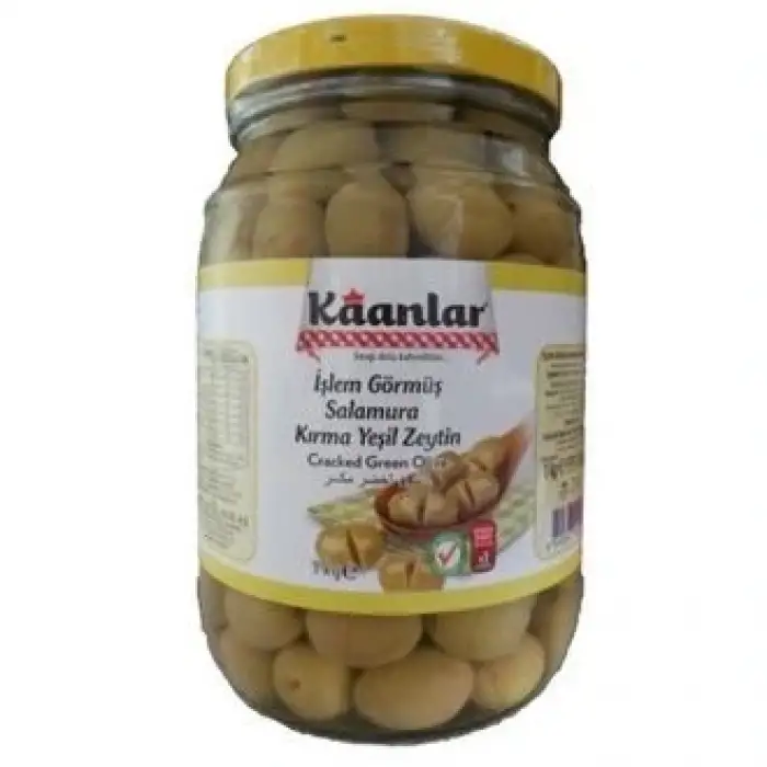 Kaanlar Biber Dolgulu Yeşil Zeytin Cam 1 KG