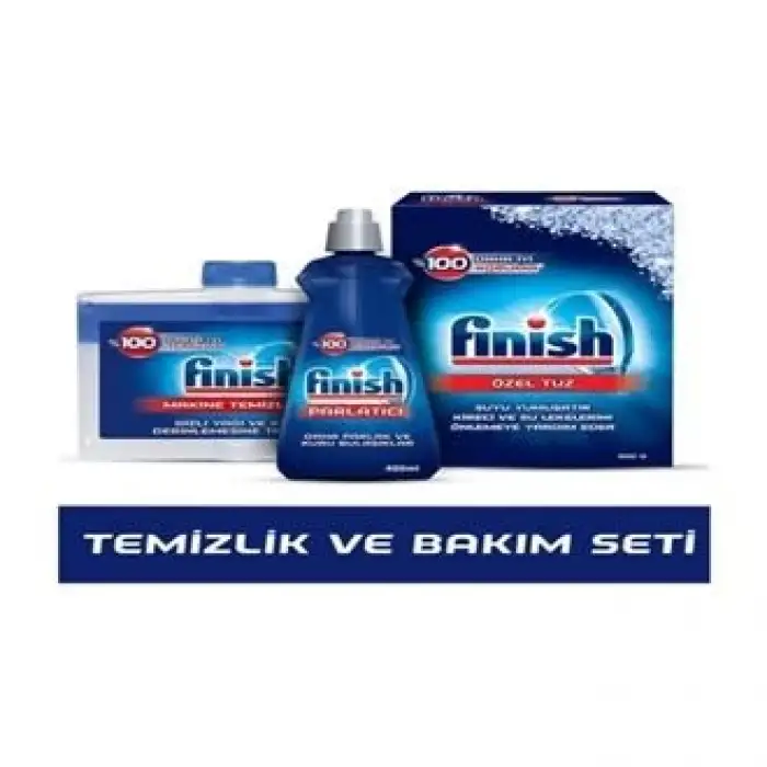 Finish Temizlik ve Bakım Seti (Parlatıcı 400ml+ mak tem 250ml+tuz 500gr