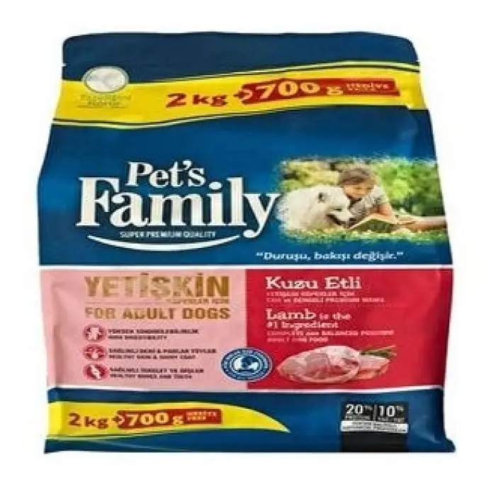 Pets Family Kuzu Etli Yetişkin Köpek Maması 2700gr