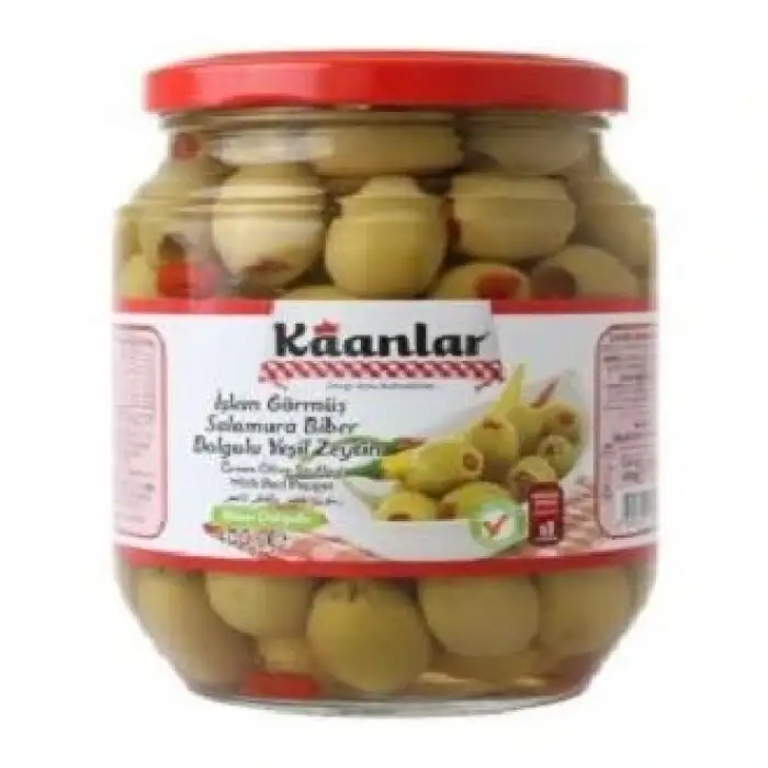 Kaanlar Biberoli Yeşil Zeytin 400 Gr