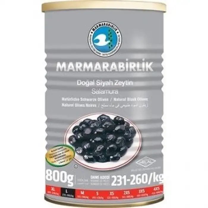 Marmarabirlik Hiper Az Tuzlu Siyah Zeytin (231-260) L 800 G