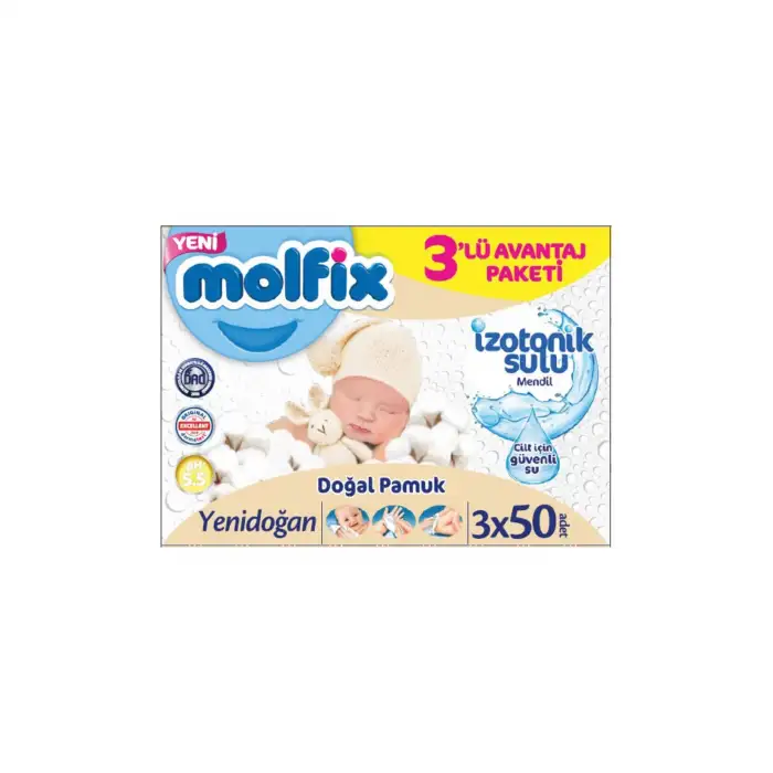 Molfix İzotonik Sulu Islak Mendil Yeni Doğan 3x50 Li