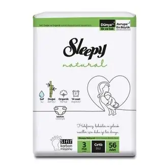 Sleepy Natural Bebek Bezi 2 li Jumbo Midi 3 Numara 56 Lı