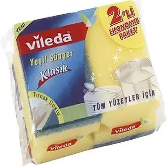 Vileda  Yeşil Bulaşık Süngeri Oluklu 2 li