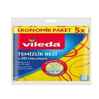 Vileda %30 Mikrofiber Düz 5 Li Temizlik Bezi