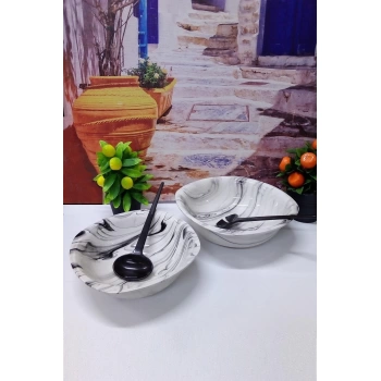 SALATA KASESİ MERMER DESEN KAŞIKLI 2 Lİ