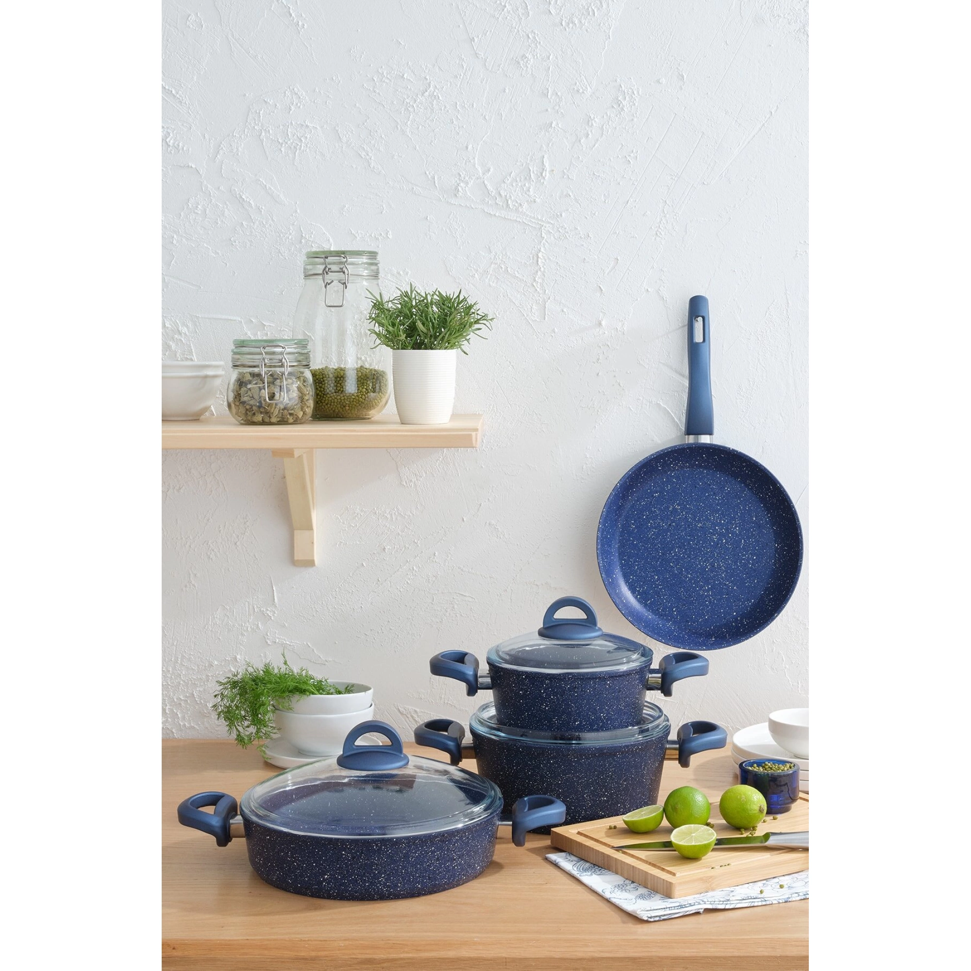 Emsan EMS 600/0118 Granit Tencere Seti Premium Blue Pearl  7 prç.