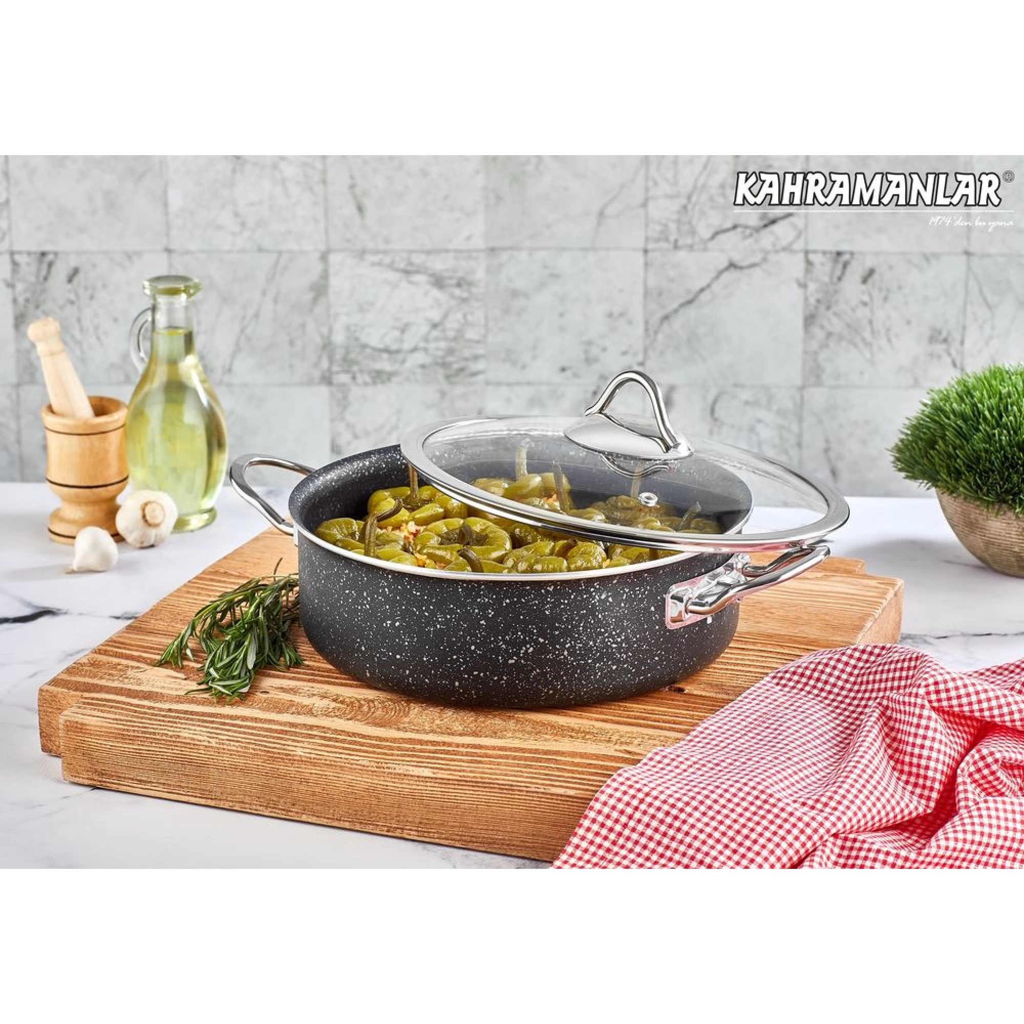 Kahramanlar KAH 3176 Titanyum Derin Granit Tencere 26 Cm
