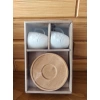 Şener ŞNR 101140 Fincan Seti Porselen Bambu Tabaklı 2Li