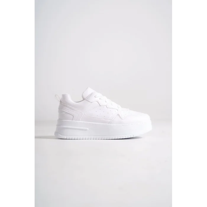 ALESSI Bağcıklı Ortopedik Taban Kadın Sneaker Spor Ayakkabı BT - Beyaz