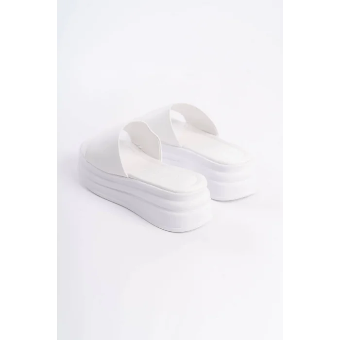 ALICE Düz Topuklu Kalın ve Ortopedik Taban Kadın Terlik BT - Beyaz