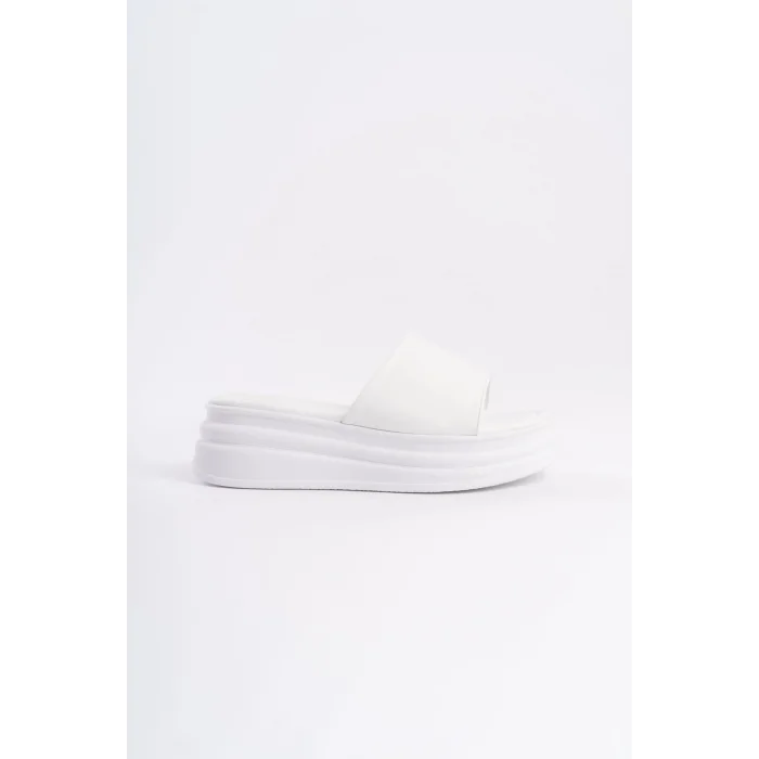 ALICE Düz Topuklu Kalın ve Ortopedik Taban Kadın Terlik BT - Beyaz