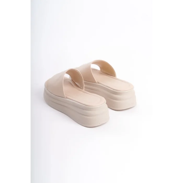 ALICE Düz Topuklu Kalın ve Ortopedik Taban Kadın Terlik KT - Krem