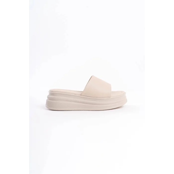 ALICE Düz Topuklu Kalın ve Ortopedik Taban Kadın Terlik KT - Krem