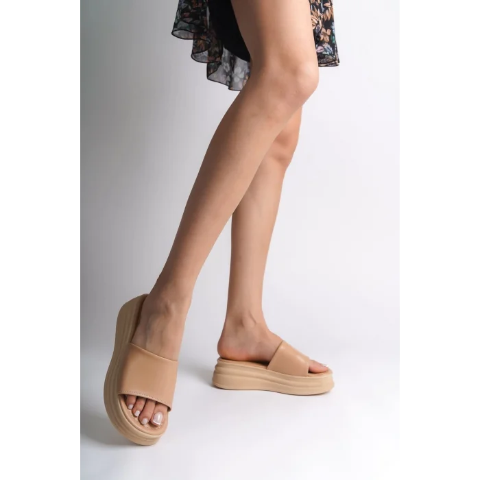 ALICE Düz Topuklu Kalın ve Ortopedik Taban Kadın Terlik TT - Ten