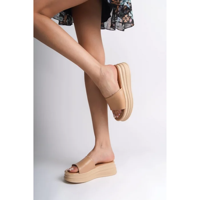 ALICE Düz Topuklu Kalın ve Ortopedik Taban Kadın Terlik TT - Ten