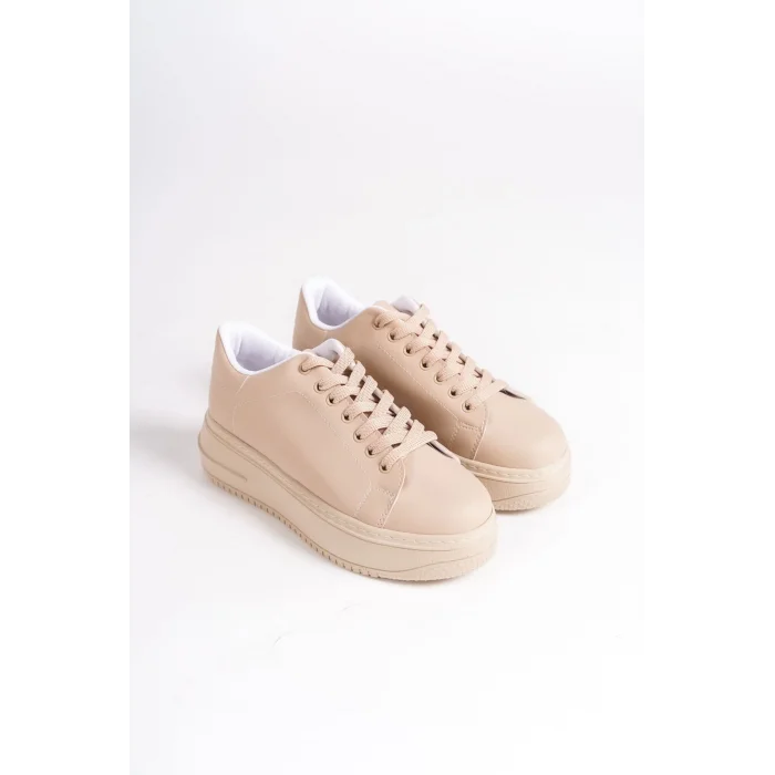 BIANA Bağcıklı Ortopedik Taban Kadın Sneaker Spor Ayakkabı TT - Ten