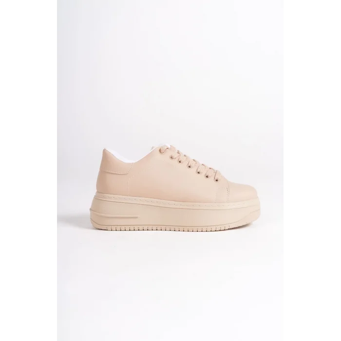 BIANA Bağcıklı Ortopedik Taban Kadın Sneaker Spor Ayakkabı TT - Ten