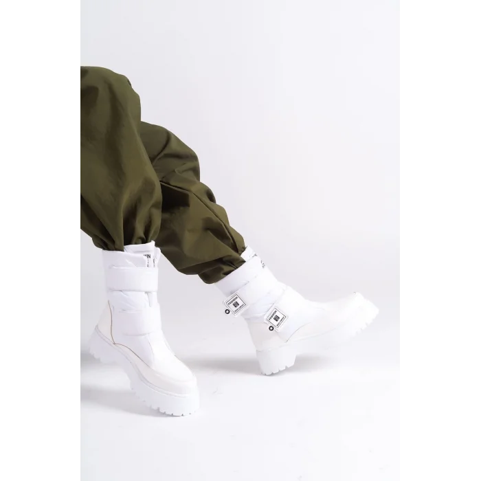 ELISA Cırt Cırtlı  Paraşüt Kumaş Rugan Kadın Bot BT - Beyaz