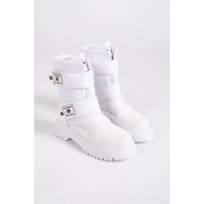 ELISA Cırt Cırtlı  Paraşüt Kumaş Rugan Kadın Bot BT - Beyaz