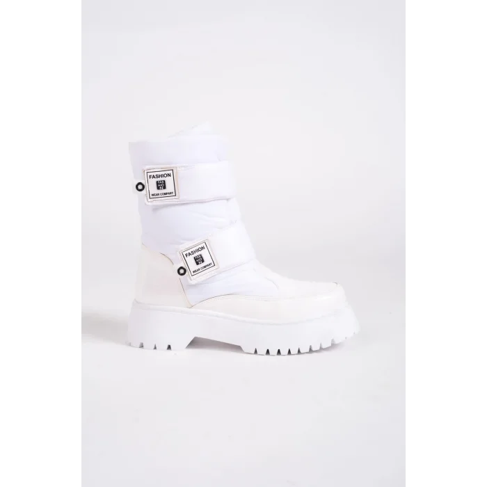 ELISA Cırt Cırtlı  Paraşüt Kumaş Rugan Kadın Bot BT - Beyaz