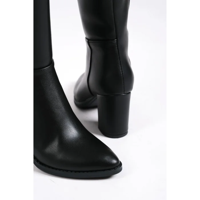 FIORELLA Bağcıksız Fermuarlı Ortopedik Taban Kadın Çizme ST - Siyah