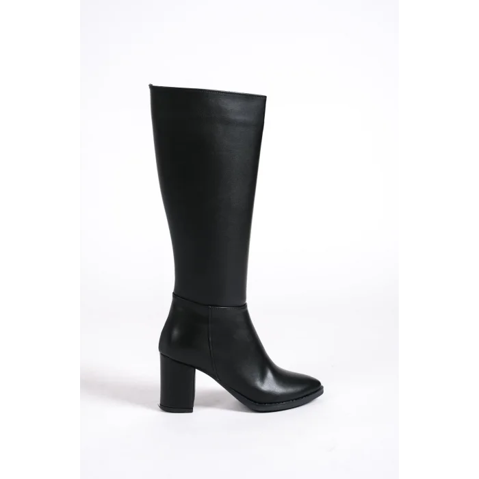 FIORELLA Bağcıksız Fermuarlı Ortopedik Taban Kadın Çizme ST - Siyah