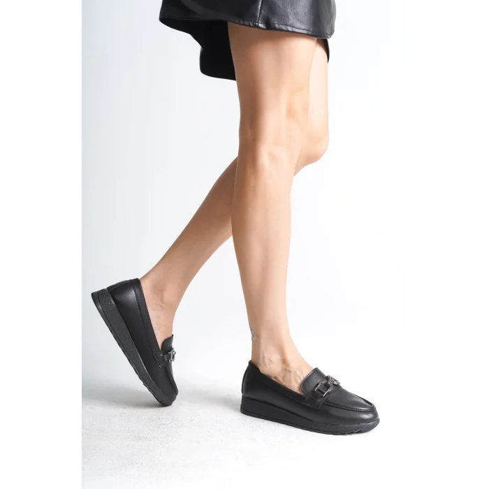GISELLE Ortopedik Rahat Taban Toka Detaylı Klasik Kadın Babet Anne Ayakkabısı  ST - Siyah