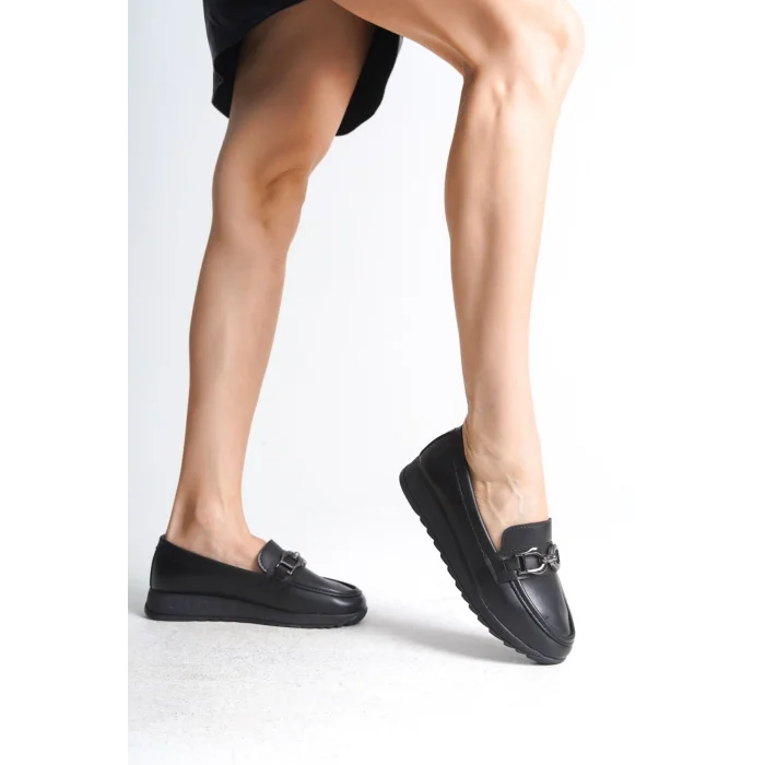 GISELLE Ortopedik Rahat Taban Toka Detaylı Klasik Kadın Babet Anne Ayakkabısı  ST - Siyah