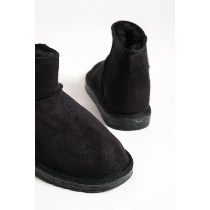 JOLIE Bağcıksız Düz Taban İçi Kürklü Kısa Süet Kadın Bot ST - Siyah