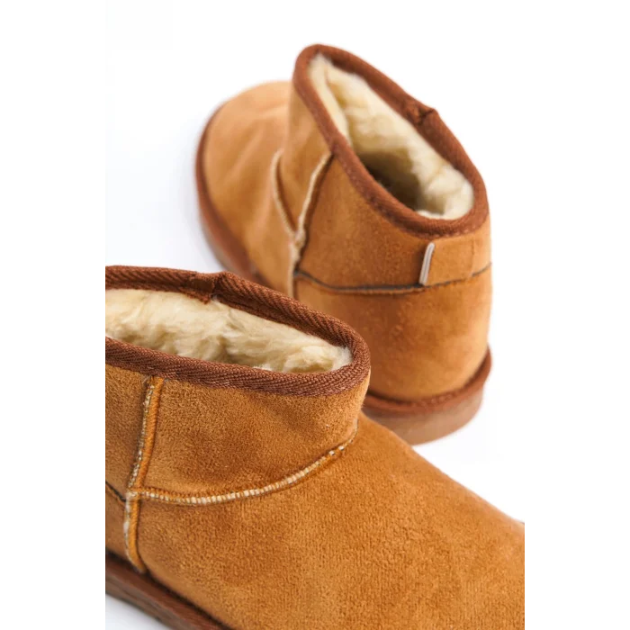 JOLIE Bağcıksız Düz Taban İçi Kürklü Kısa Süet Kadın Bot  TT - Taba