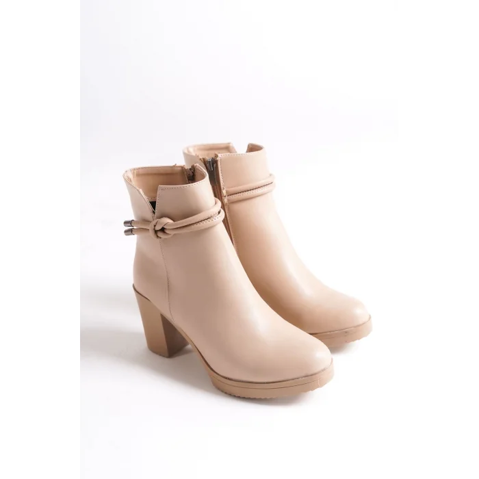JULY Fermuarlı Ortopedik Taban Topuklu Kadın Bot TT - Ten