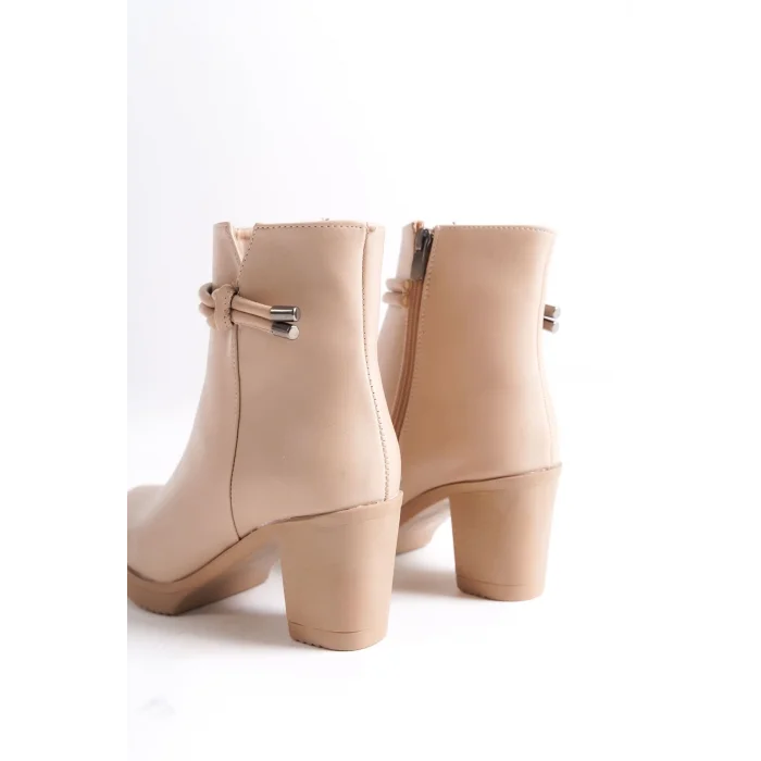 JULY Fermuarlı Ortopedik Taban Topuklu Kadın Bot TT - Ten