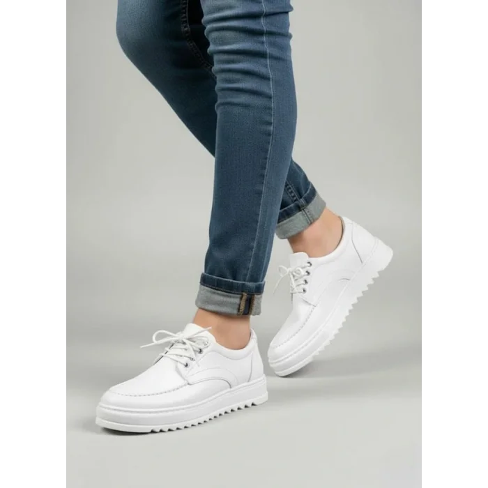 JY-T12x Arts Bağcıklı Cilt Erkek Günlük Spor Klasik Ayakkabı CBT - Beyaz