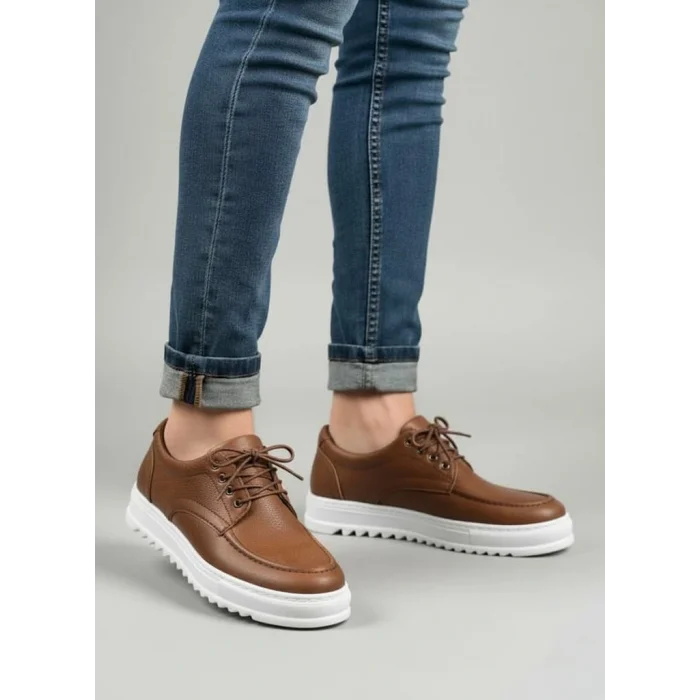 JY-T12x Arts Bağcıklı Cilt Erkek Günlük Spor Klasik Ayakkabı CBT - Taba