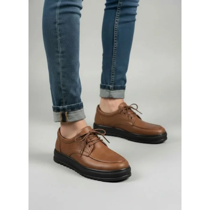 JY-T12x Arts Bağcıklı Cilt Erkek Günlük Spor Klasik Ayakkabı CST - Taba