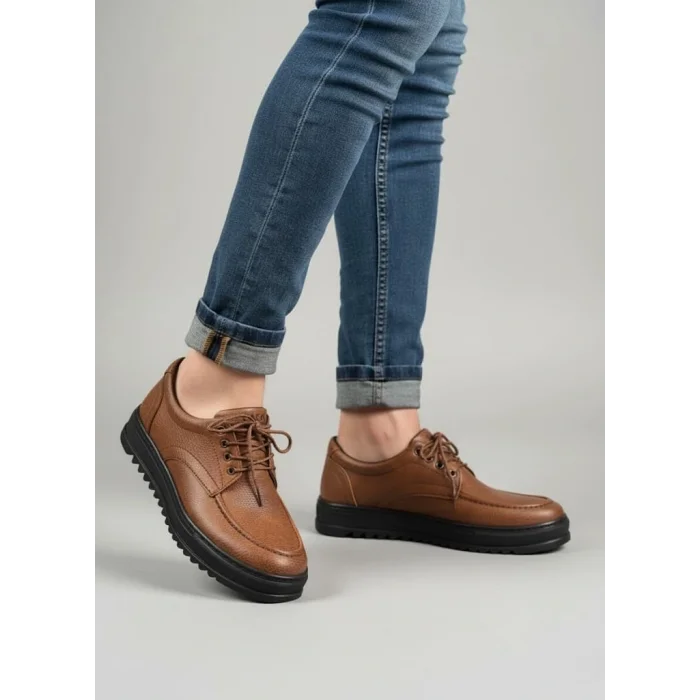 JY-T12x Arts Bağcıklı Cilt Erkek Günlük Spor Klasik Ayakkabı CST - Taba