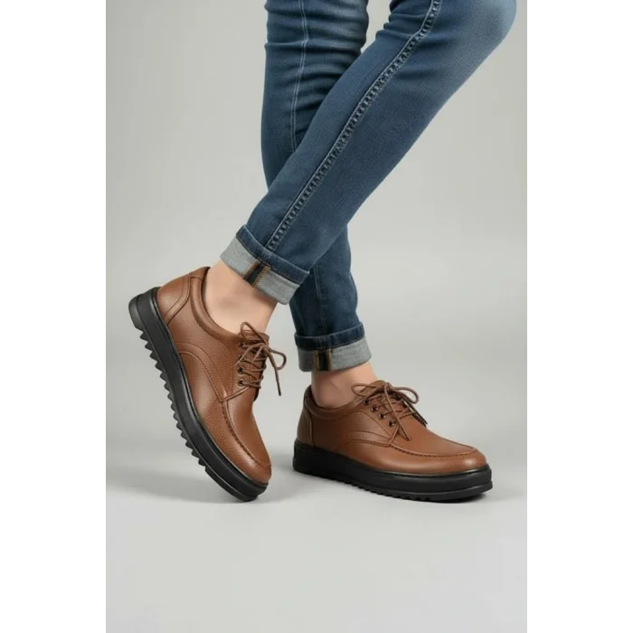 JY-T12x Arts Bağcıklı Cilt Erkek Günlük Spor Klasik Ayakkabı CST - Taba