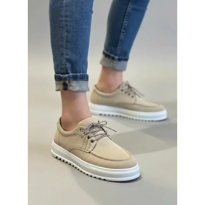 JY-T12x Arts Bağcıklı Süet Erkek Günlük Spor Klasik Ayakkabı SBT - Krem