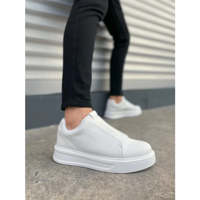 JY007 Alba Bağcıksız Cilt Erkek Günlük Sneaker Ayakkabı CBT Beyaz