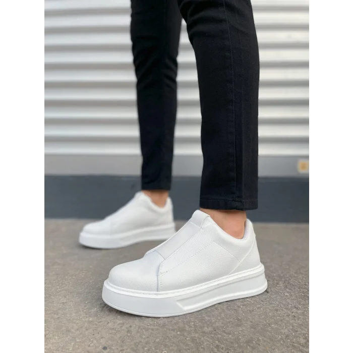 JY007 Alba Bağcıksız Cilt Erkek Günlük Sneaker Ayakkabı CBT Beyaz