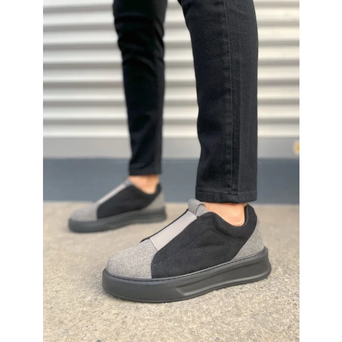 JY007 Alba Bağcıksız Süet Erkek Günlük Sneaker Ayakkabı SST Gri/Siyah